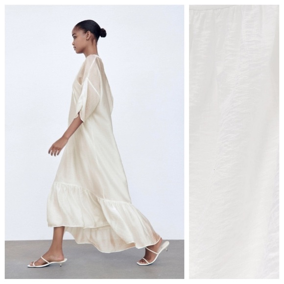 NWT. Zara Oyster White Semi Sheer Tunic/Midi Dress. Size S. - Picture 2 of 12